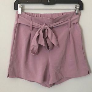 Pink high waisted tie shorts